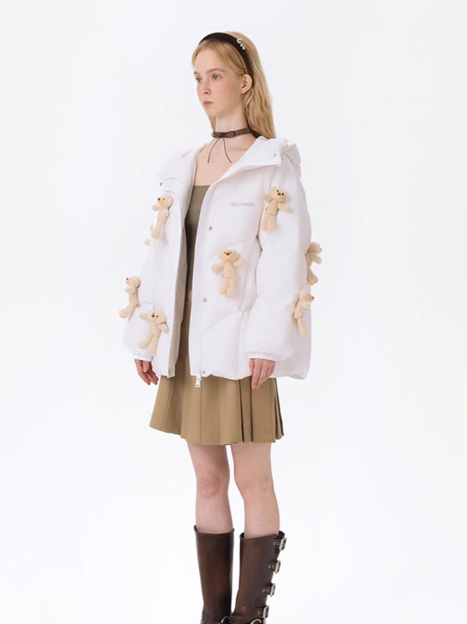 13DE MARZO Allover Teddy Hooded Down Jacket – CHINASQUAD