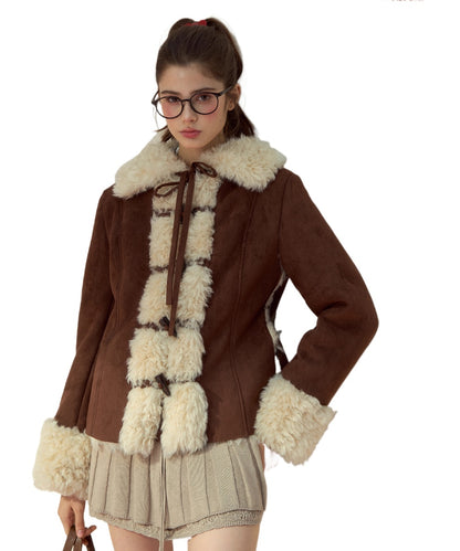 Vintage Faux Suede Shearling Toggle Jacket - CHINASQUAD