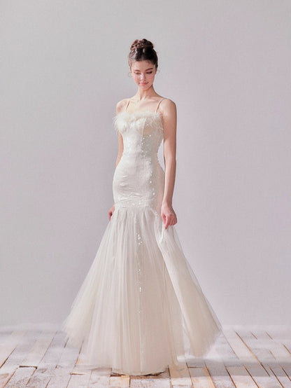 Starlit Pearl Sequin Mesh Mermaid Gown