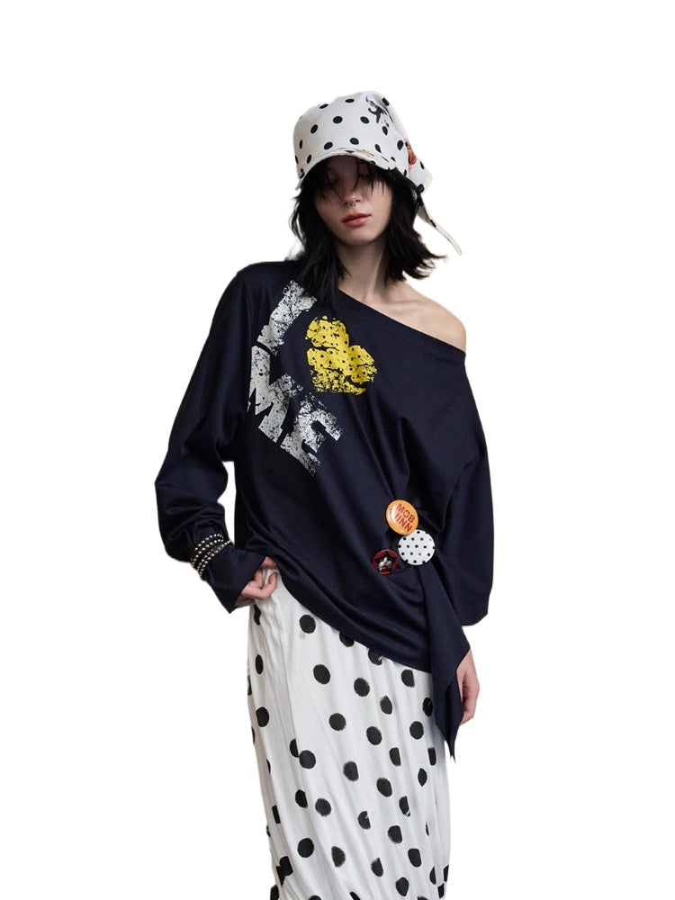 Asymmetric Letter Print Sweatshirt