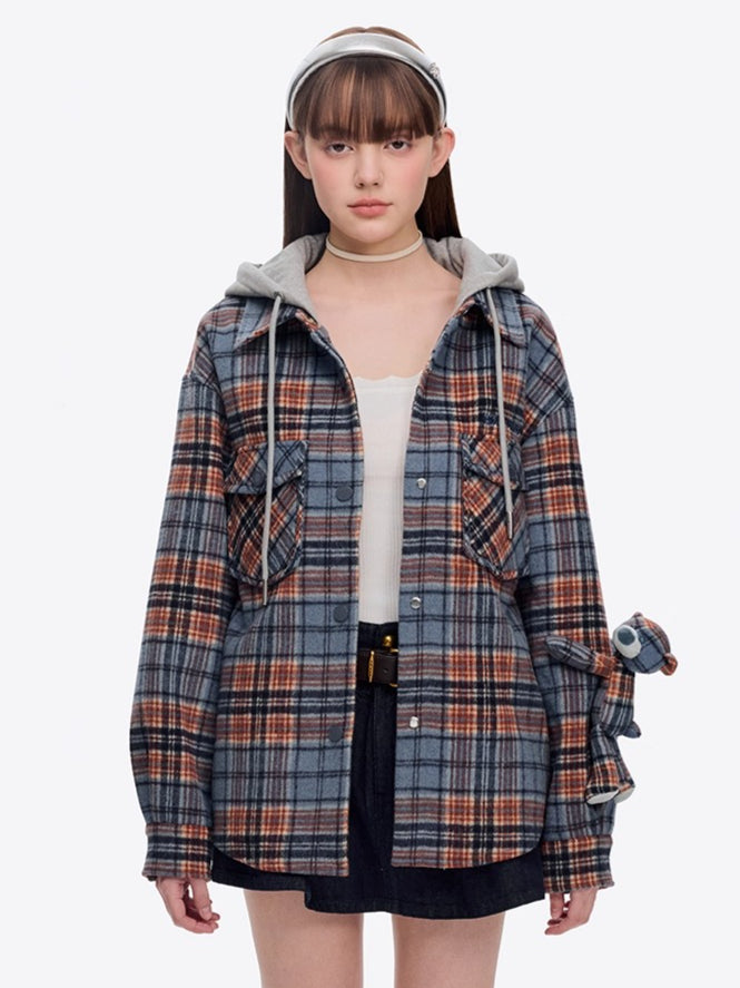 Plaid Hooded Retro Overshirt Jacket