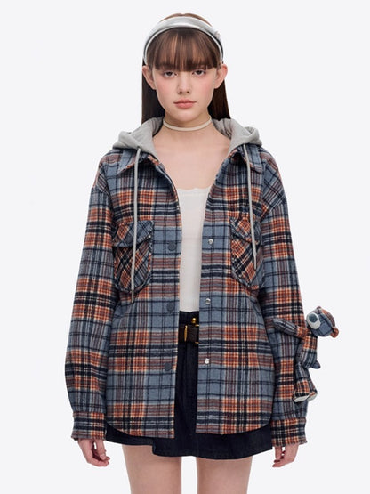 Plaid Hooded Retro Overshirt Jacket