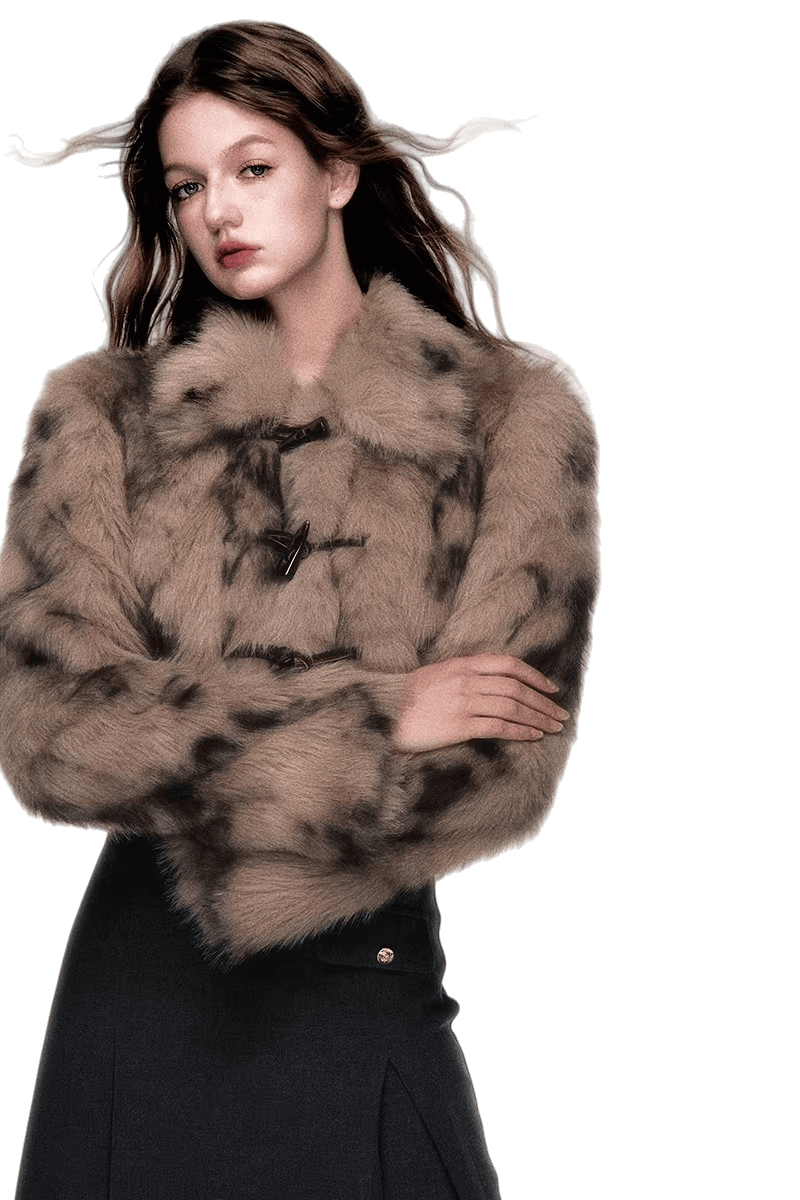 Sweet-Cool Leopard Faux Fur Cropped Jacket