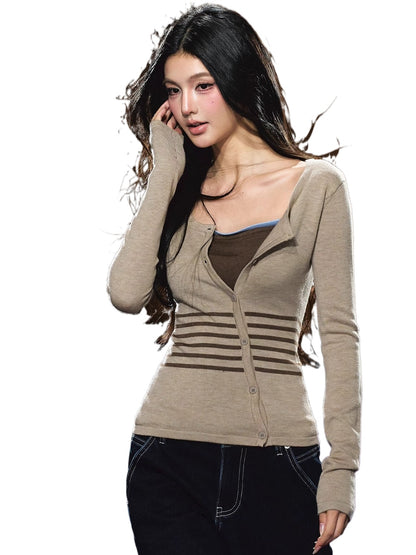 Soft Touch Two-in-One Knit Base Cardigan