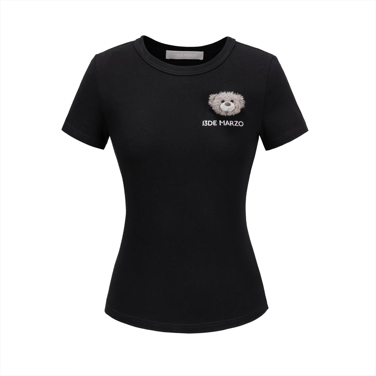 Bear Motif Fitted Cotton Tee