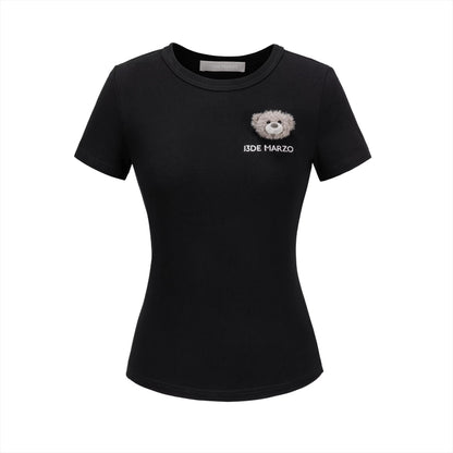 Bear Motif Fitted Cotton Tee