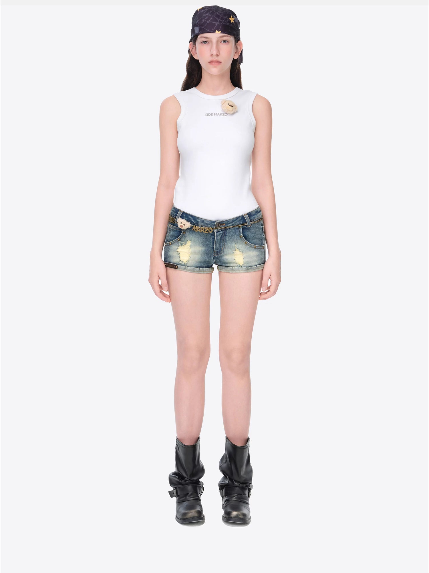 Metal Chain Low-Rise Denim Hot Shorts