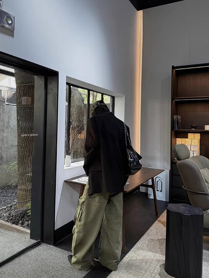 Vintage Washed Fringe-Edge Casual Blazer