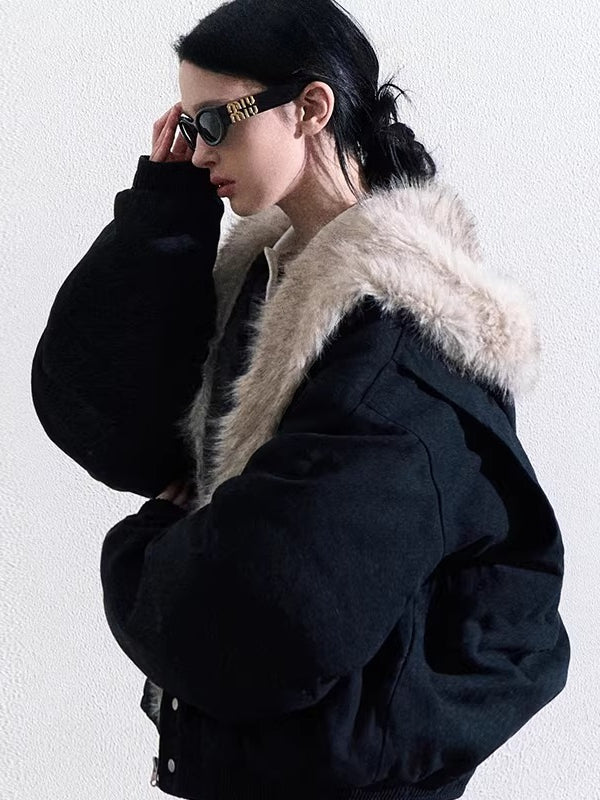 Faux Fur–Trimmed Aviator Parka Jacket