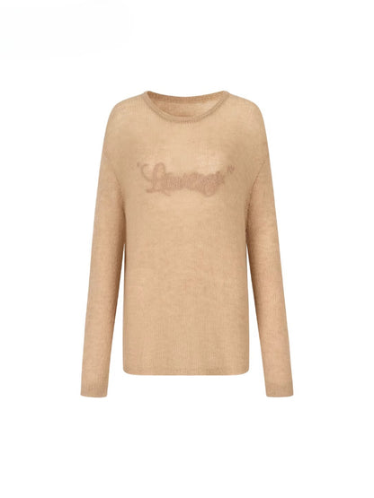 Loose Embroidered Minimalist Knit Crewneck