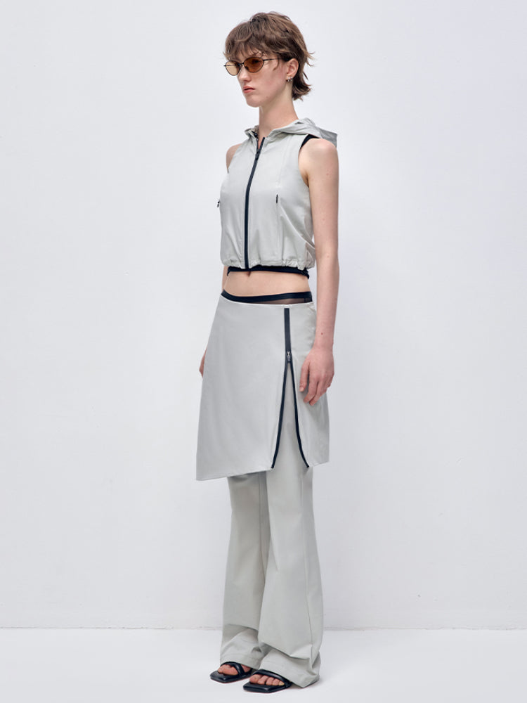 Sleeveless Hooded Zipper Double-layer Vest