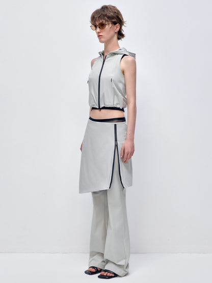 Sleeveless Hooded Zipper Double-layer Vest