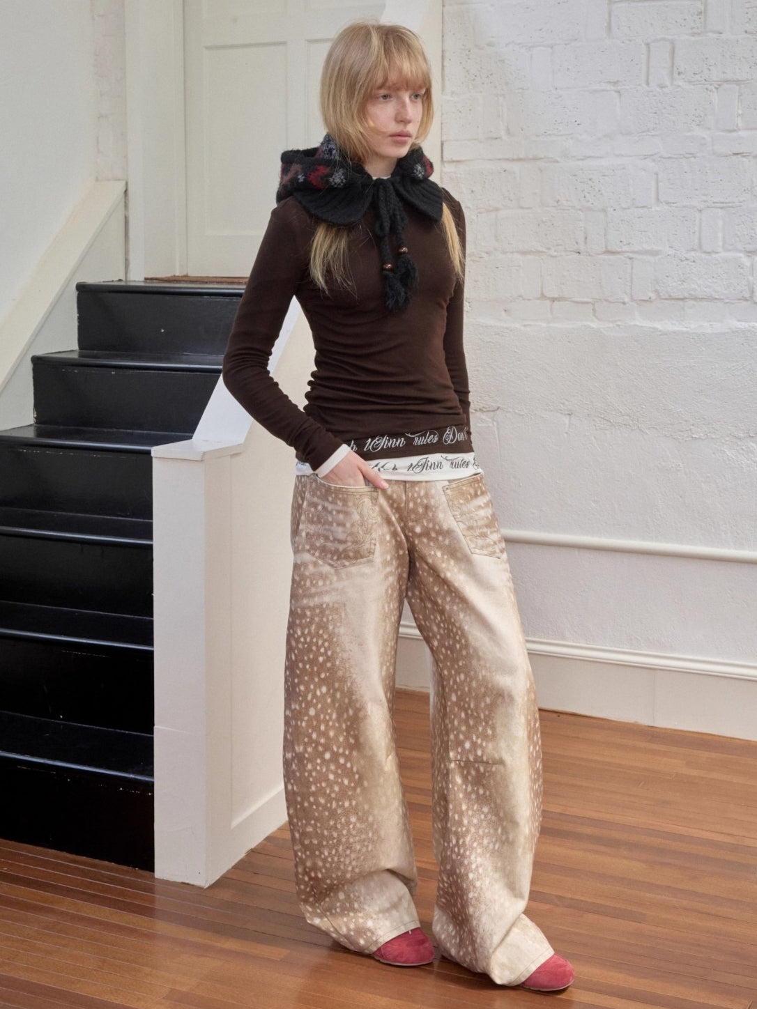 Fair Isle Pony Jacquard Knit Balaclava Hat