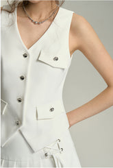 White V-Neck Vest - CHINASQUAD