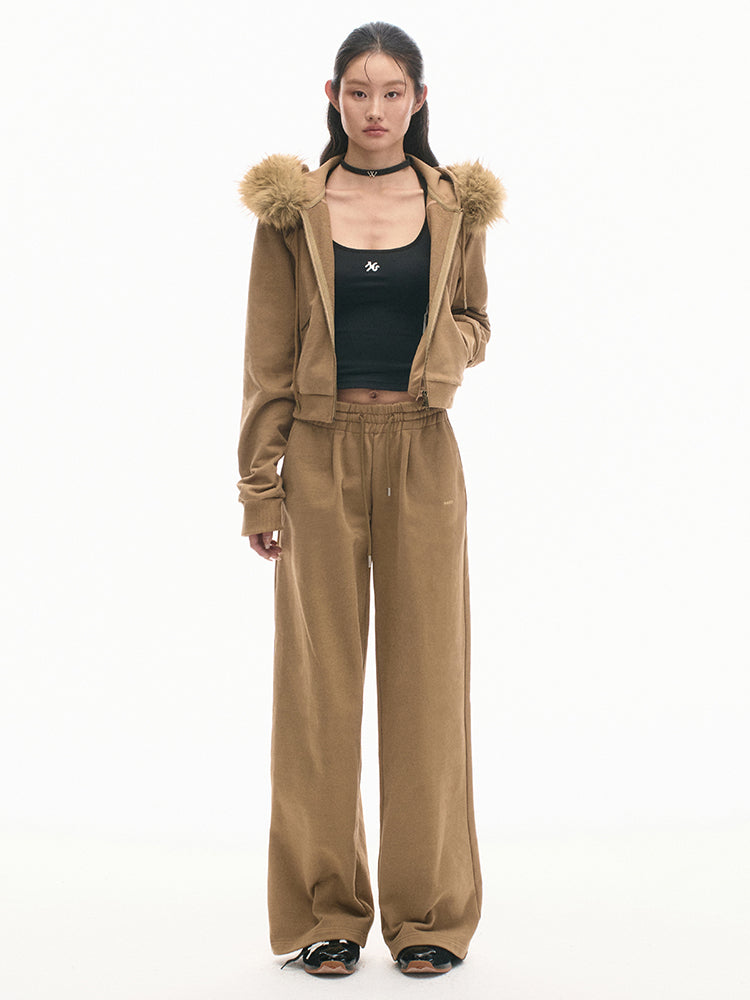 Retro Wide-Leg Elastic-Waist Pants