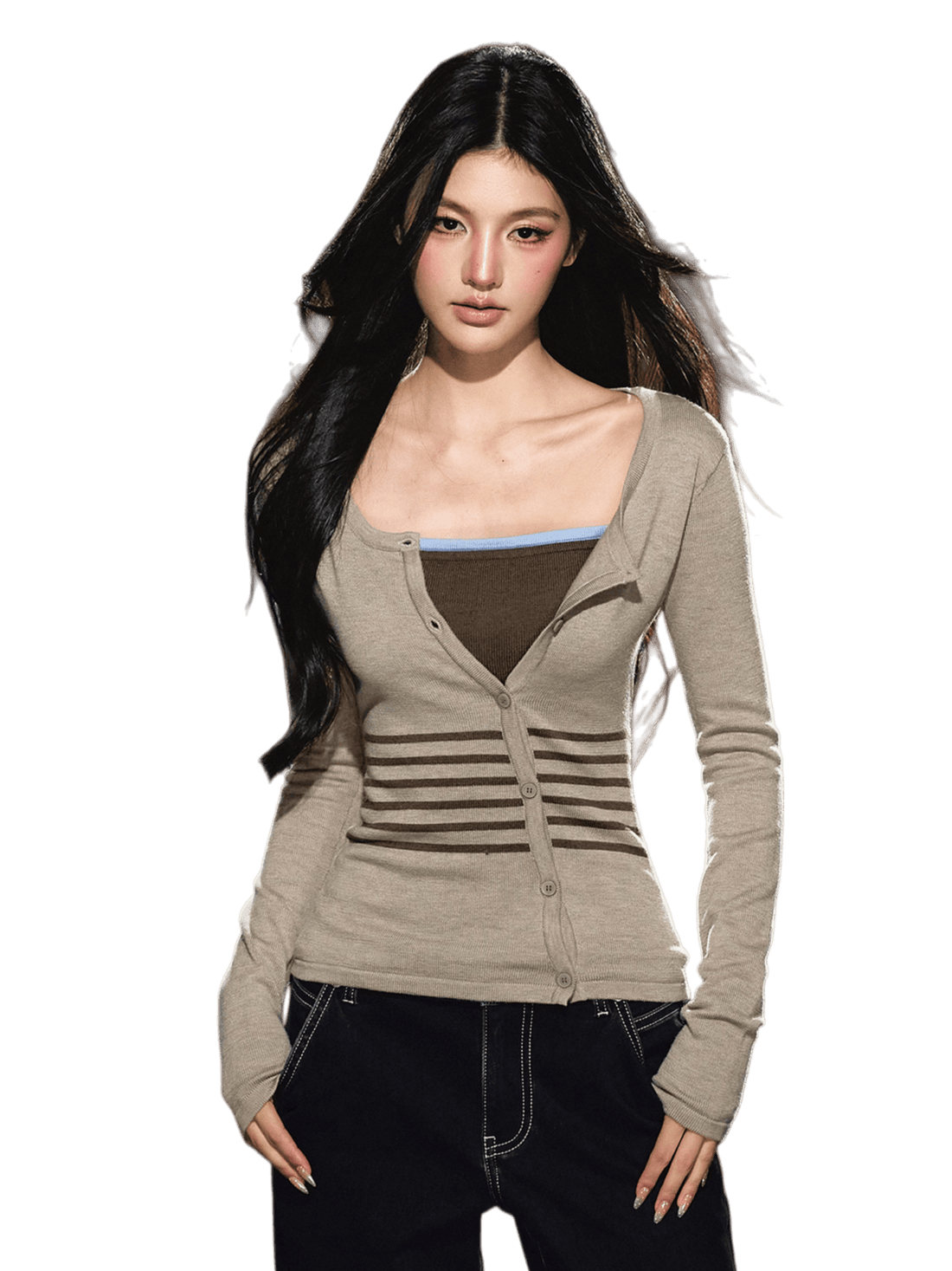 Soft Touch Two-in-One Knit Base Cardigan