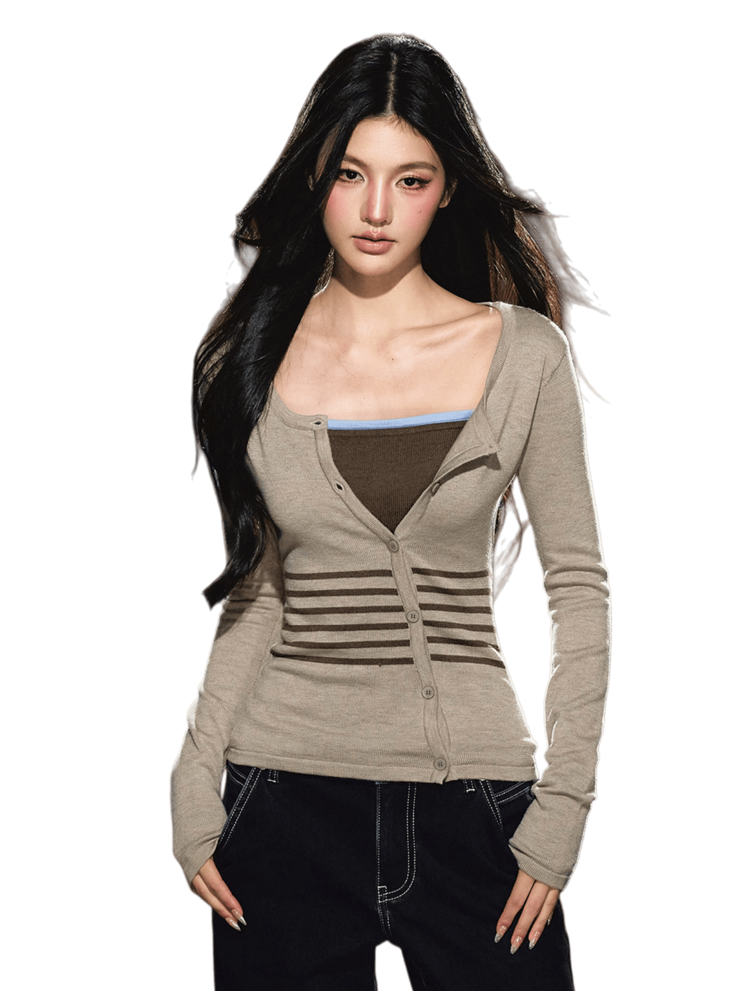 Soft Touch Two-in-One Knit Base Cardigan