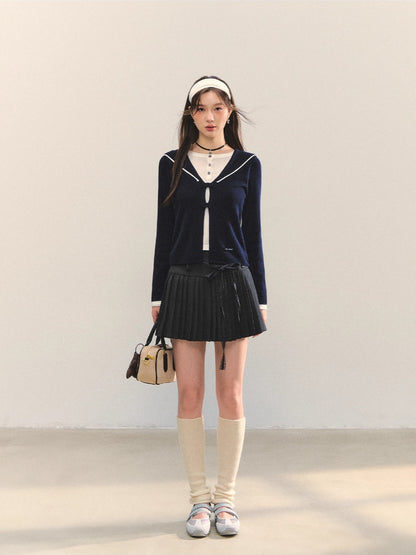 Lace Strap Pleated Skirt