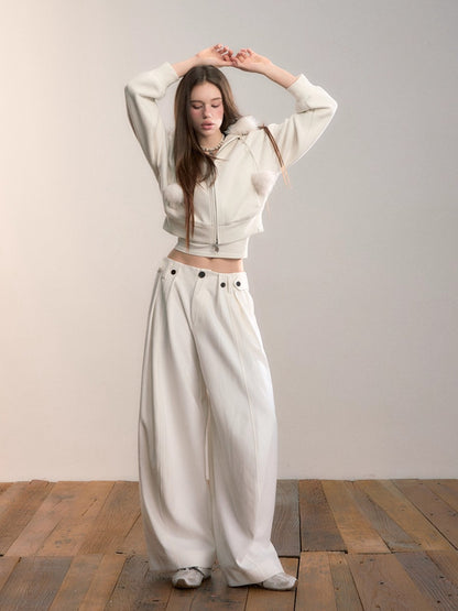 Tailored Pleated Wide-Leg Trousers