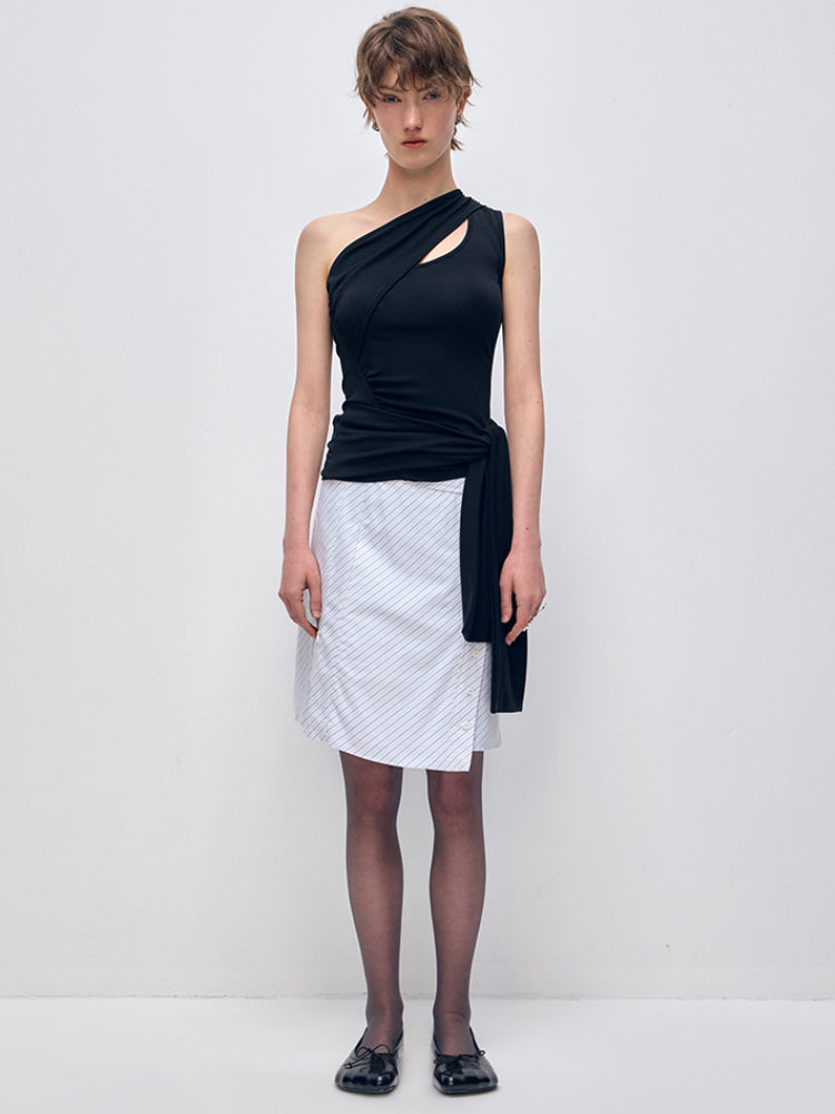 Irregular Slanted Single Shoulder Vest