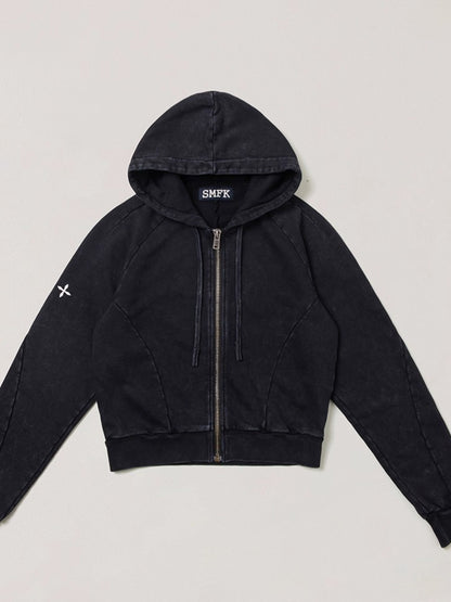 Wild Vintage Zip-up Cropped Hoodie