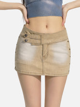 Brown Slim-Fit Bodycon Denim skirt - CHINASQUAD