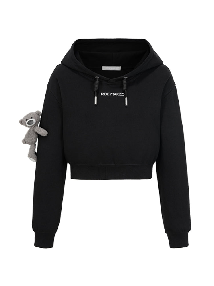 Embroidered Cropped Hoodie