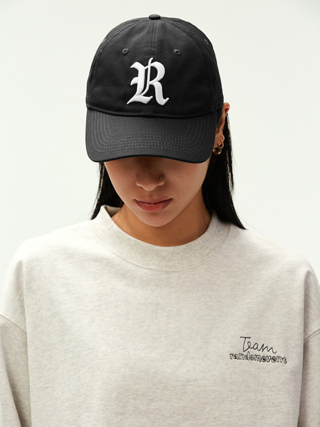 Retro R Embroidered Curved Brim Baseball Cap