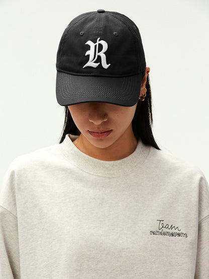 Retro R Embroidered Curved Brim Baseball Cap
