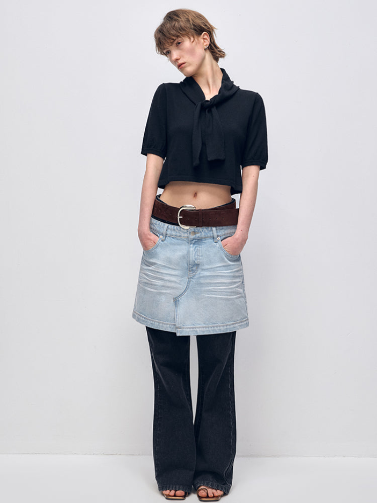 Black Floating Tie Short-Sleeve T-shirt