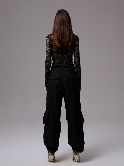 Color-Block Patch Lace Bottoming Top