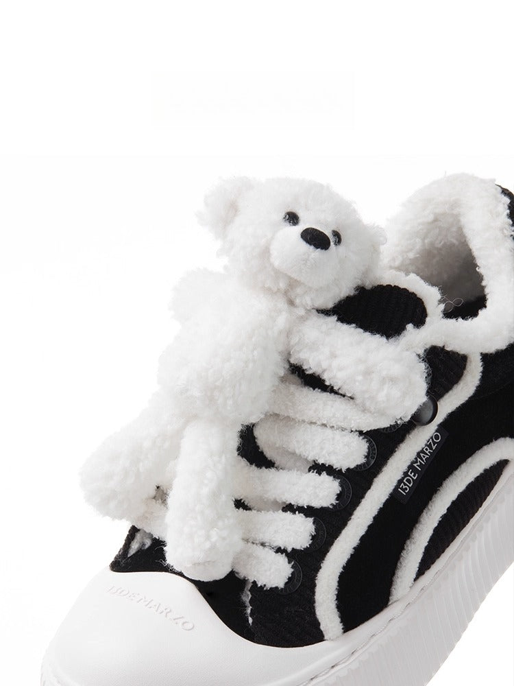 Teddy Fleece Platform Sneakers