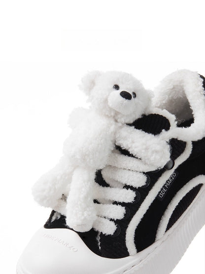 Teddy Fleece Platform Sneakers