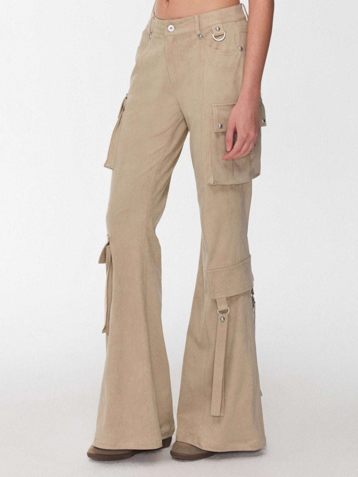 Studded Pocket Flared Utility Pants