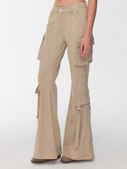 Studded Pocket Flared Utility Pants