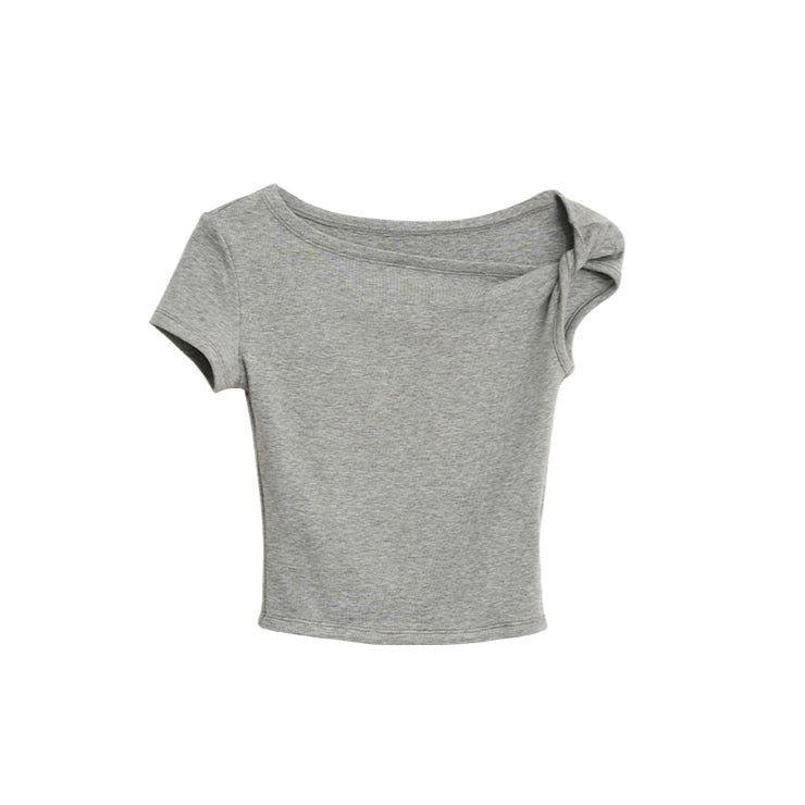 Asymmetric Off-Shoulder Cropped Tee