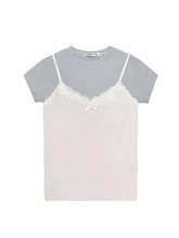 Lace-Trimmed Washed Straight-Leg Jeans Set - CHINASQUAD