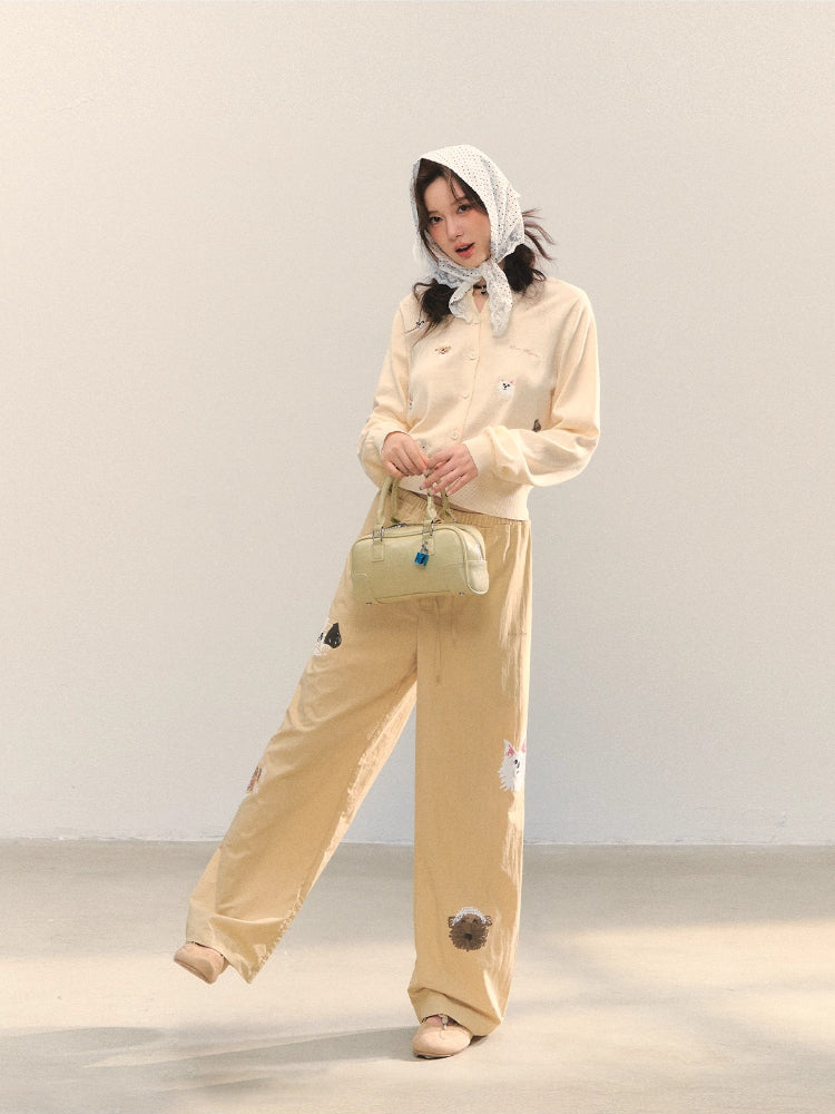 Fun Dog Print High-Waist Pants