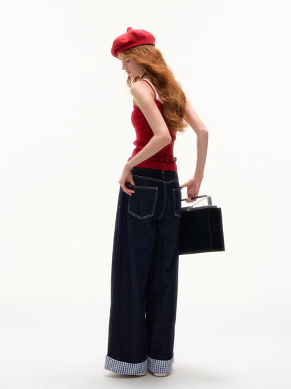 Wave-Edge Layered Knit Camisole