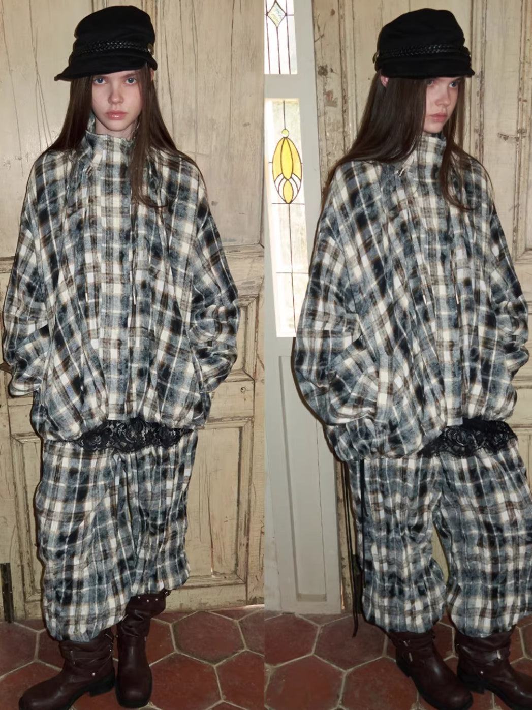 Crinkled-Waist Wide-Leg Cargo Pants