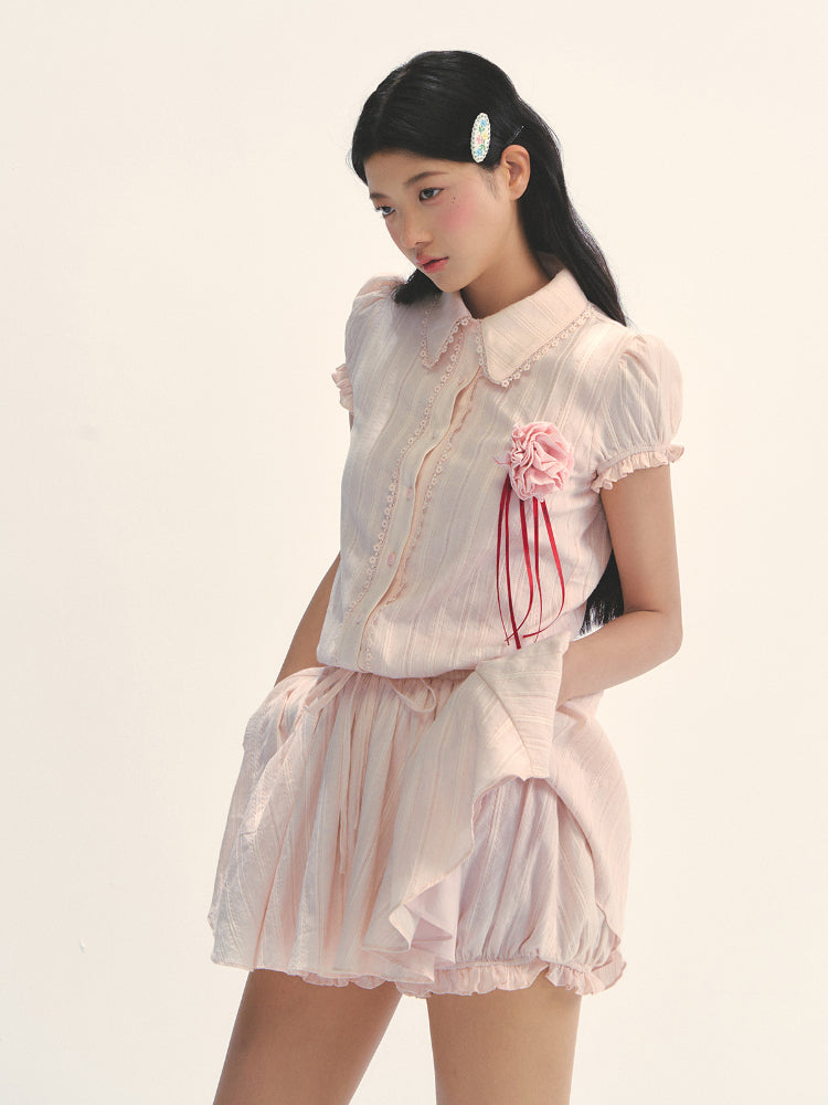 Pink Shirt-style Waist - cinched Dress - CHINASQUAD