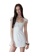 Square-Neck Lace-Up Mini Dress NeverMore