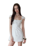 Square-Neck Lace-Up Mini Dress NeverMore
