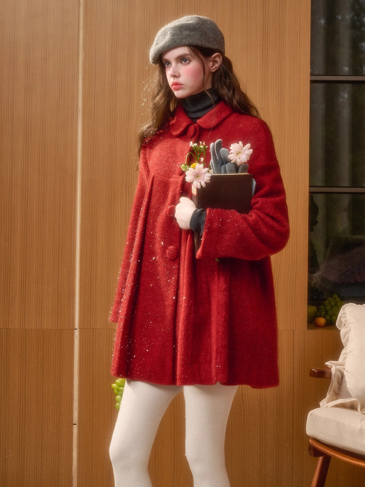 Little Red Hood Winter Knit Cape