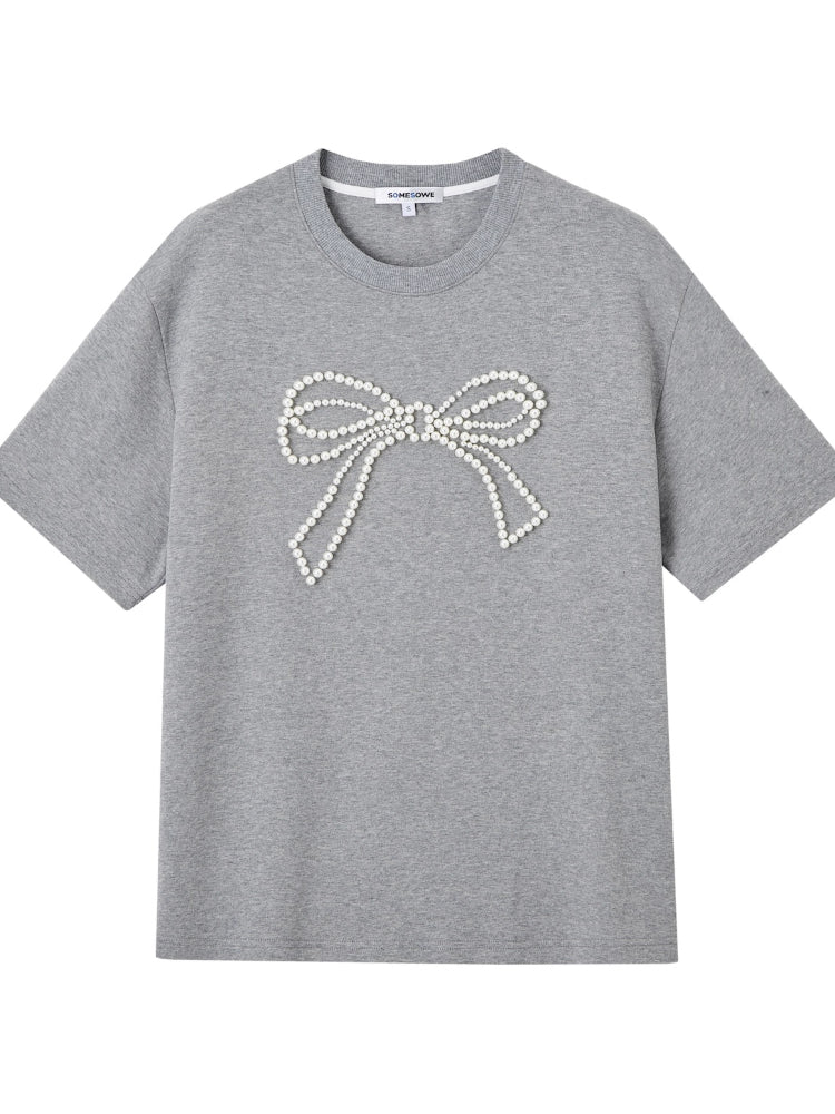 Beaded Bow-knot T-Shirt - CHINASQUAD