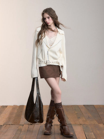Heavy-Duty Metal Zipper Knit Jacket