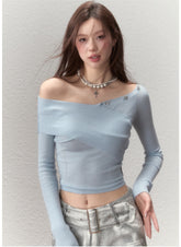 Wringkle Choker Slim Knitted Top - CHINASQUAD