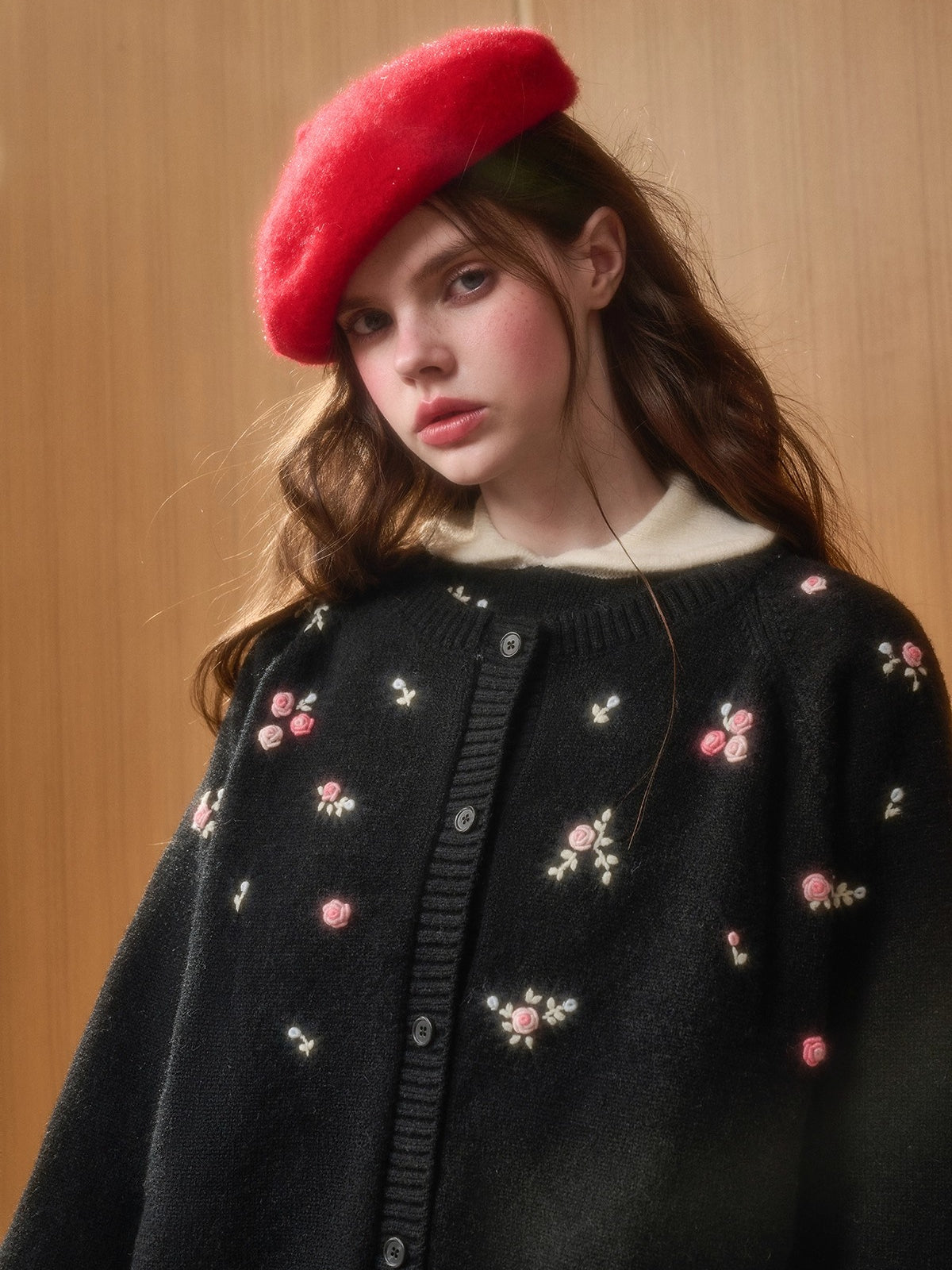 Hand-Embroidered Wool Cardigan