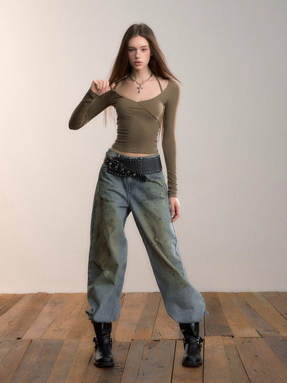 Halterneck Modal Long-Sleeve T-Shirt