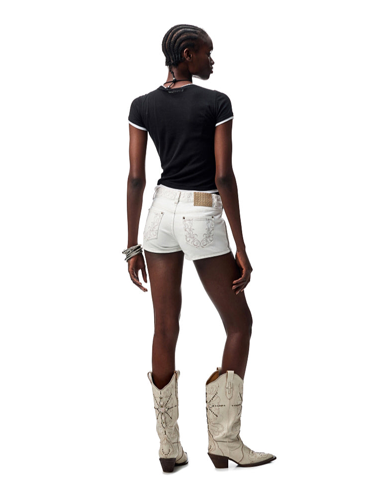 Fake Two-piece Color-Blocking Slightly Sheer T-Shirt